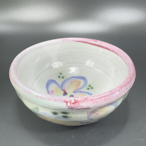 Vintage Hand Made RedWare Pottery Round Dish Bowl Hand Decorated Bowl Dish VTG - Picture 7 of 12